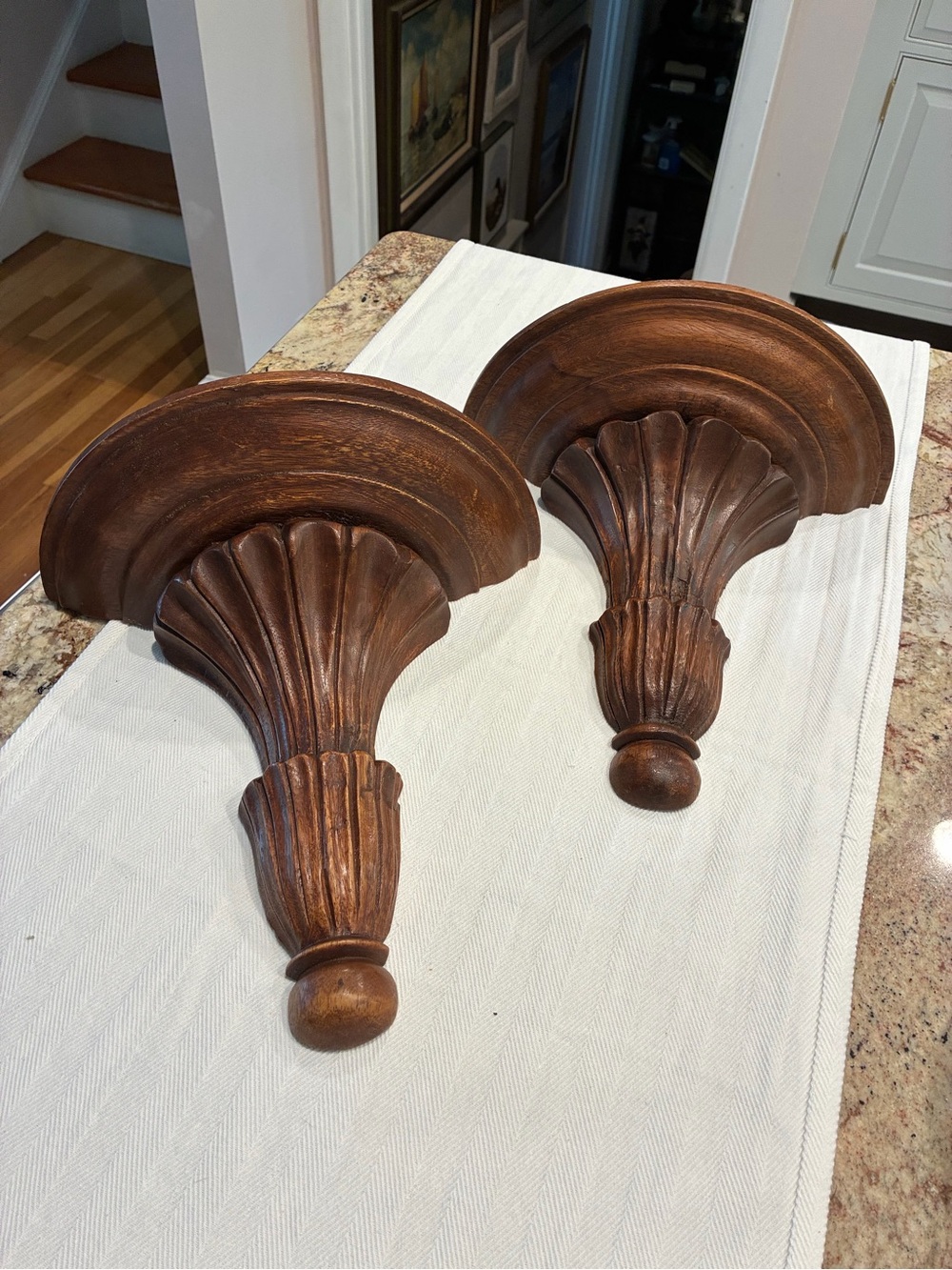 Vintage Ornate Carved Wood Wall Sconces wall shelves